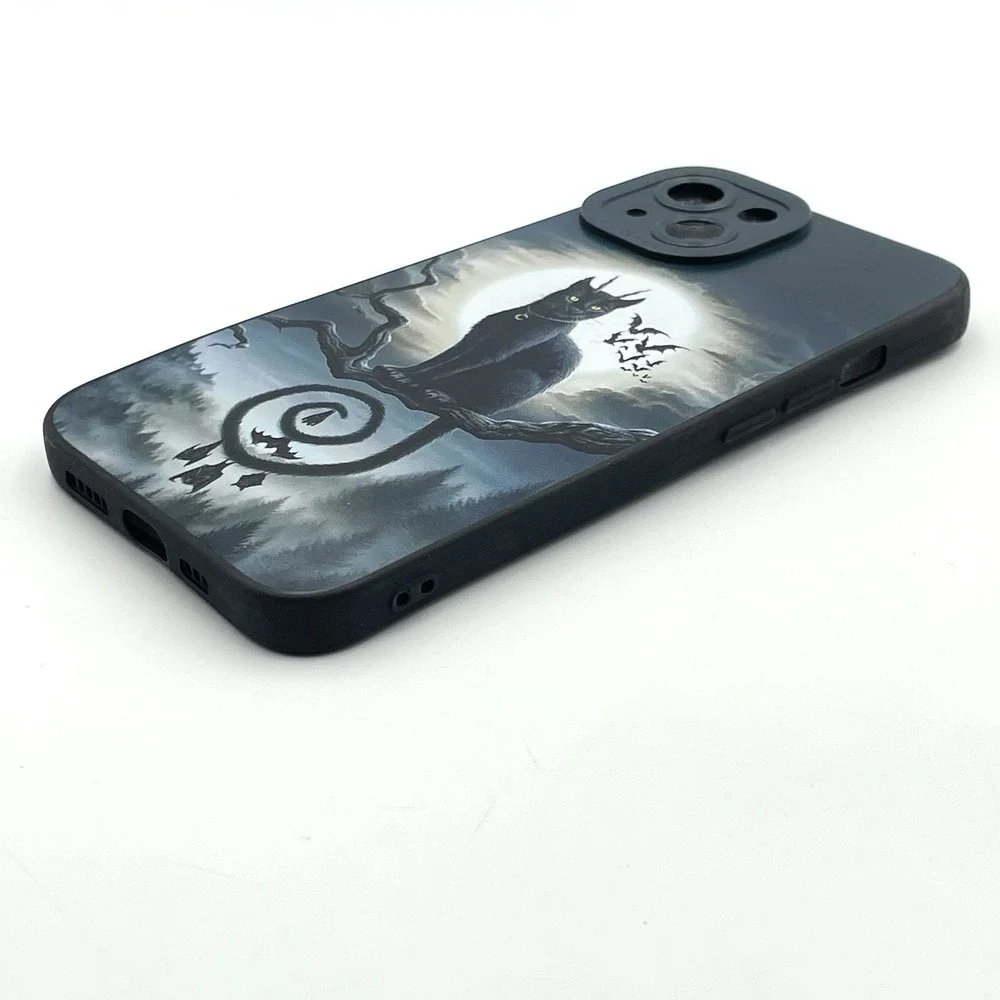 New iPhone 13 Gothic‎ Black Cat Bat Moon Phone Case Halloween Fantasy